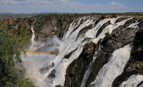 Видео. Водопад Руакана. Река Кунене. Природная охраняемая территория. Намибия.