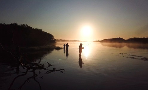 Video. Dawn of amazing beauty. Kamchatka river Opala. 4K.