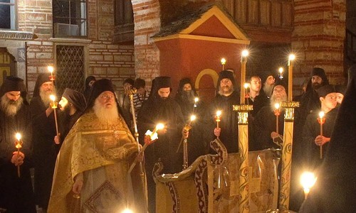 Video. Holy Mount Athos. Bright Feast of Easter in the Vatopedi monastery.