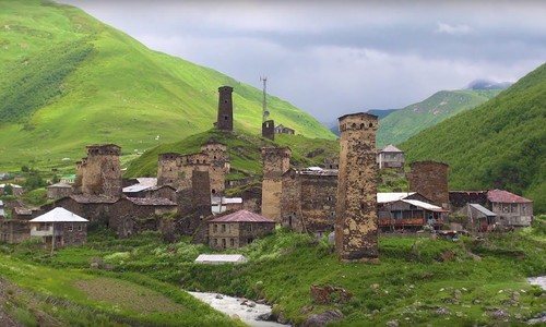 Video. High-mountainous village Ushguli. Upper Svaneti. The most interesting places in Georgia.