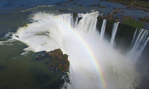 Video. Iguazu Falls. The Devil`s Throat. Brazil. 4K.