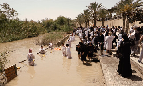 Video. The baptismal site on the banks of the Jordan River. 4K.